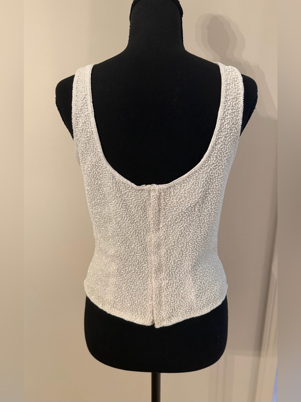 Rare Vintage Cache 100% Silk White Beaded Camisole Tank Top Lined Bridal Party S - Picture 3 of 9